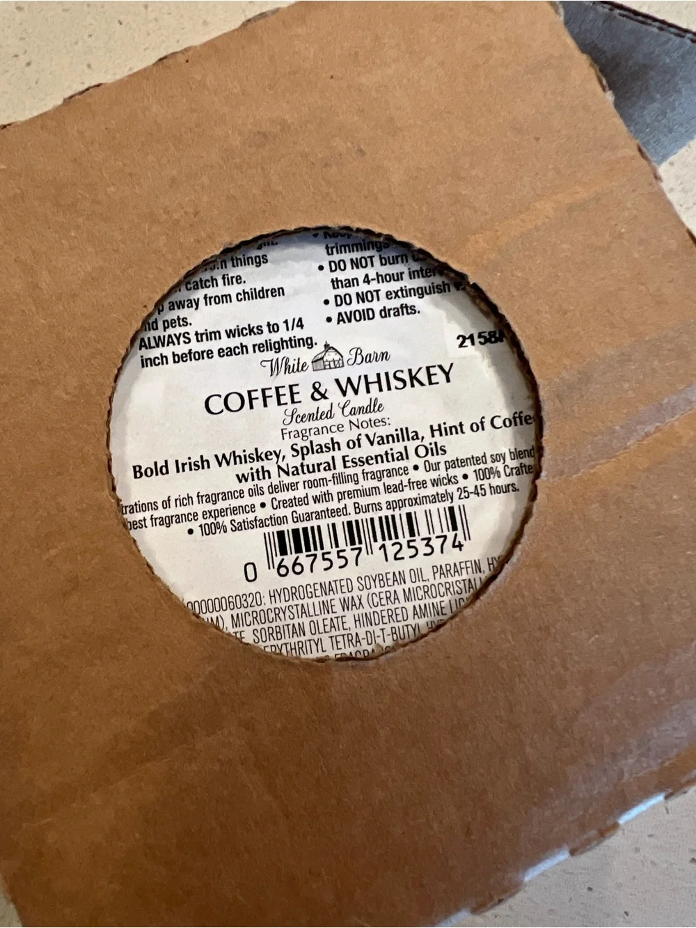 White Barn Coffee & Whiskey Candle - NWT